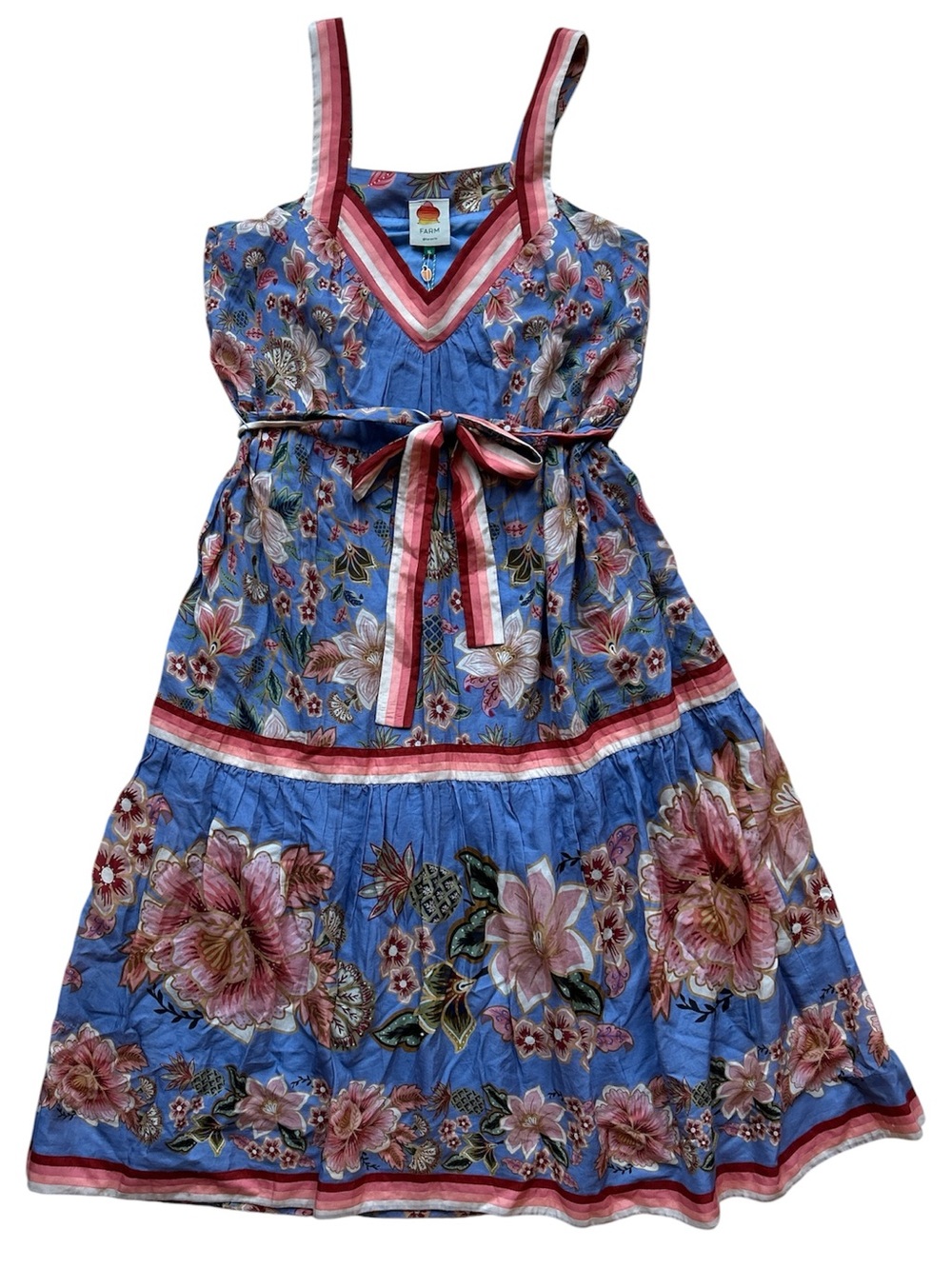 FARM Rio Super Bloom Tapestry Blue Angled Maxi Dress NWT Size XL - Picture 6 of 10